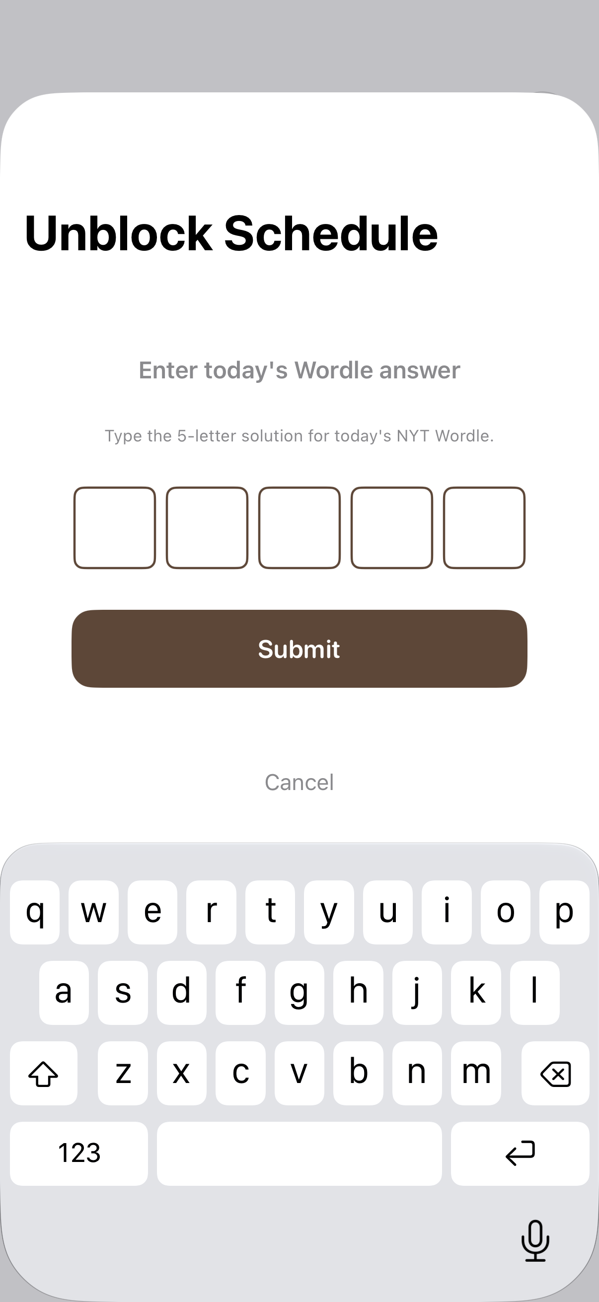 Unblock screen asking for today's Wordle answer